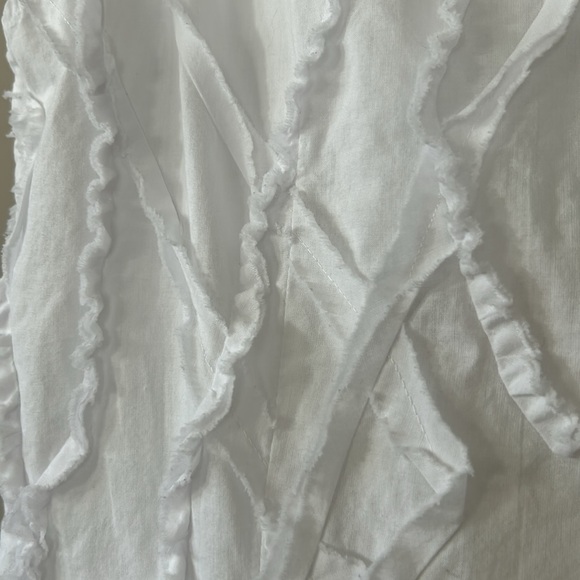 Sexy Boston Proper Lacy Ruffled Sleeveless White Blouse w 2-Way Front Zipper - Picture 8 of 12